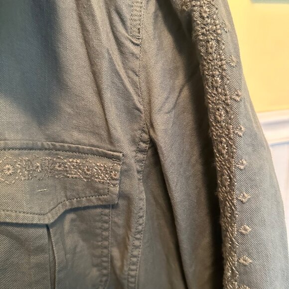 Talbots Womens Utility Jacket 3X Embroidered Sleeves Button Pockets - Picture 6 of 6